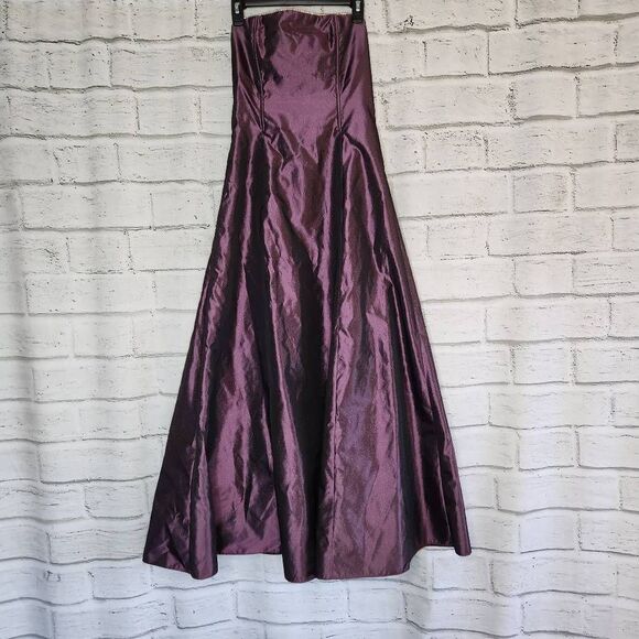 Jessica McClintock For Gunne Sax Strapless Glitter Prom Dress Burgundy Size 5 - Picture 1 of 13